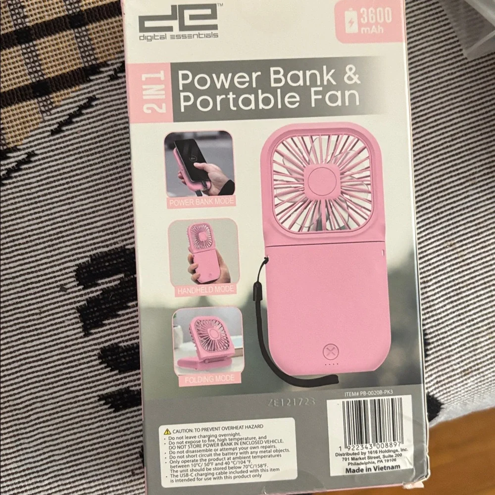 2-in-1 Power Bank & Portable Fan - Teal - Picture 3 of 4